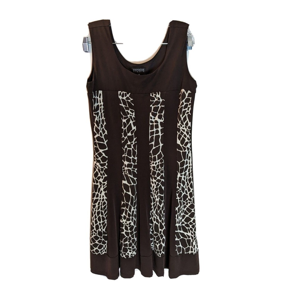 EnFocus Studio  Black Dress with Animal  Stripe Pattern  - Sz 10